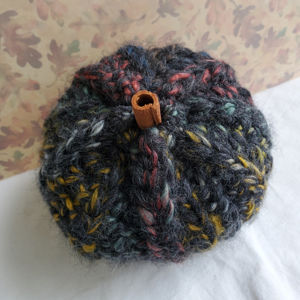 Black Variegated Crocheted Pumpkin Fall Home Decor